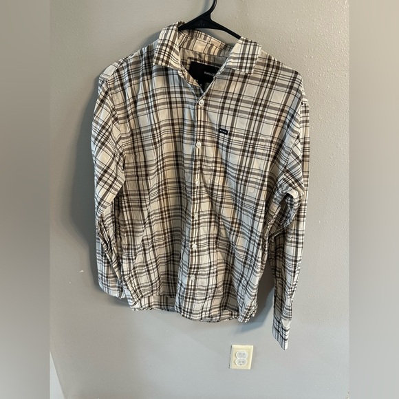 Hurley Checkered Shirt in Brown and Cream - Picture 1 of 4